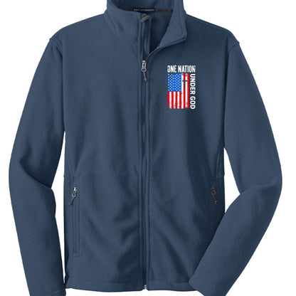 One Nation Under God Patriotic Men's Christian Fleece Jacket - ClaimedbyGodDesigns