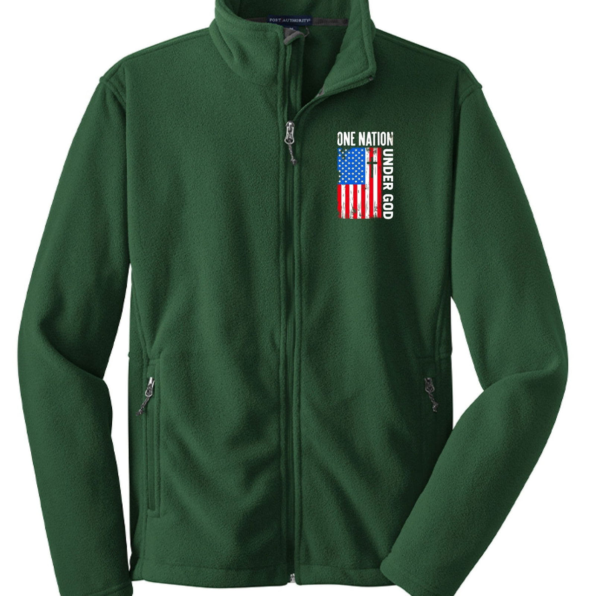 One Nation Under God Patriotic Men's Christian Fleece Jacket - ClaimedbyGodDesigns