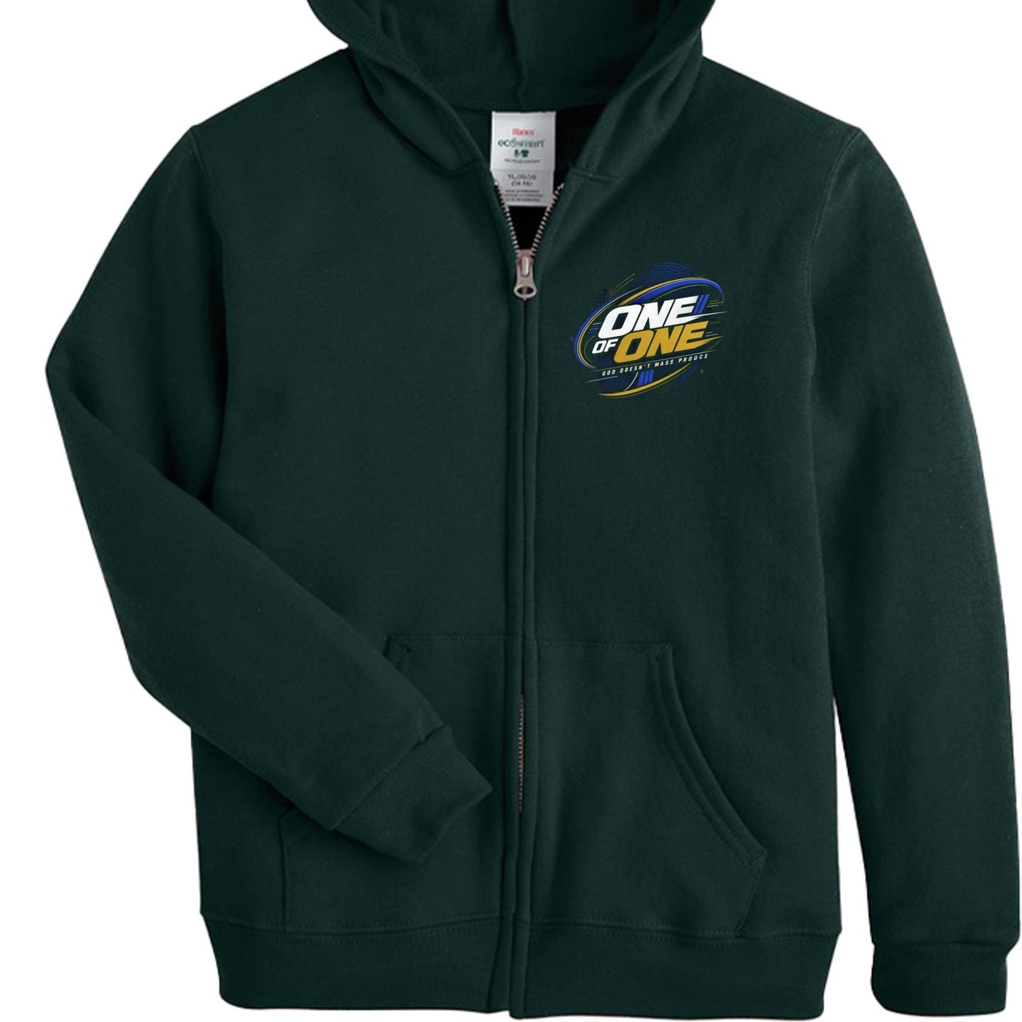 One Of One God Does Not Mass Produce Youth Christian Full-zip Hooded Sweatshirt - ClaimedbyGodDesigns