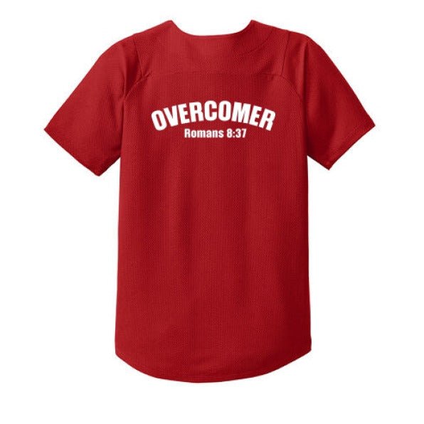 Overcomer Youth Christian Full-Button Jersey - ClaimedbyGodDesigns
