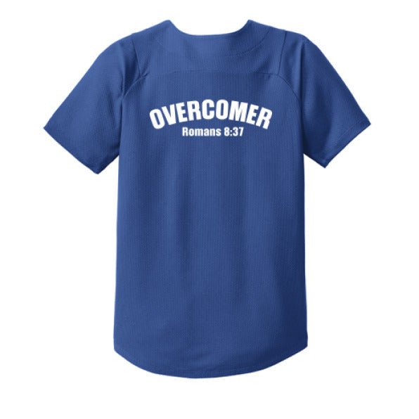 Overcomer Youth Christian Full-Button Jersey - ClaimedbyGodDesigns