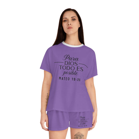 PARA DIOS TODO ES POSIBLE CHRISTIAN SPANISH WOMEN'S SHORT PAJAMAS SET - ClaimedbyGodDesigns