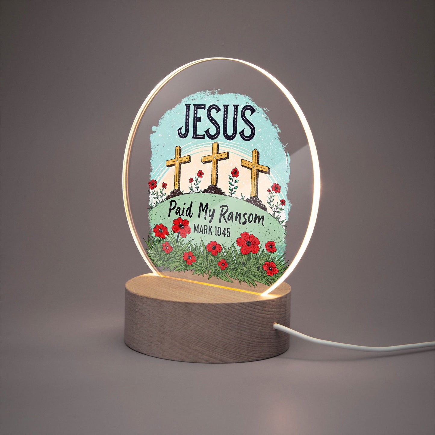 Paid My Ransom Christian Acrylic Plaque with Stand - Round - ClaimedbyGodDesigns