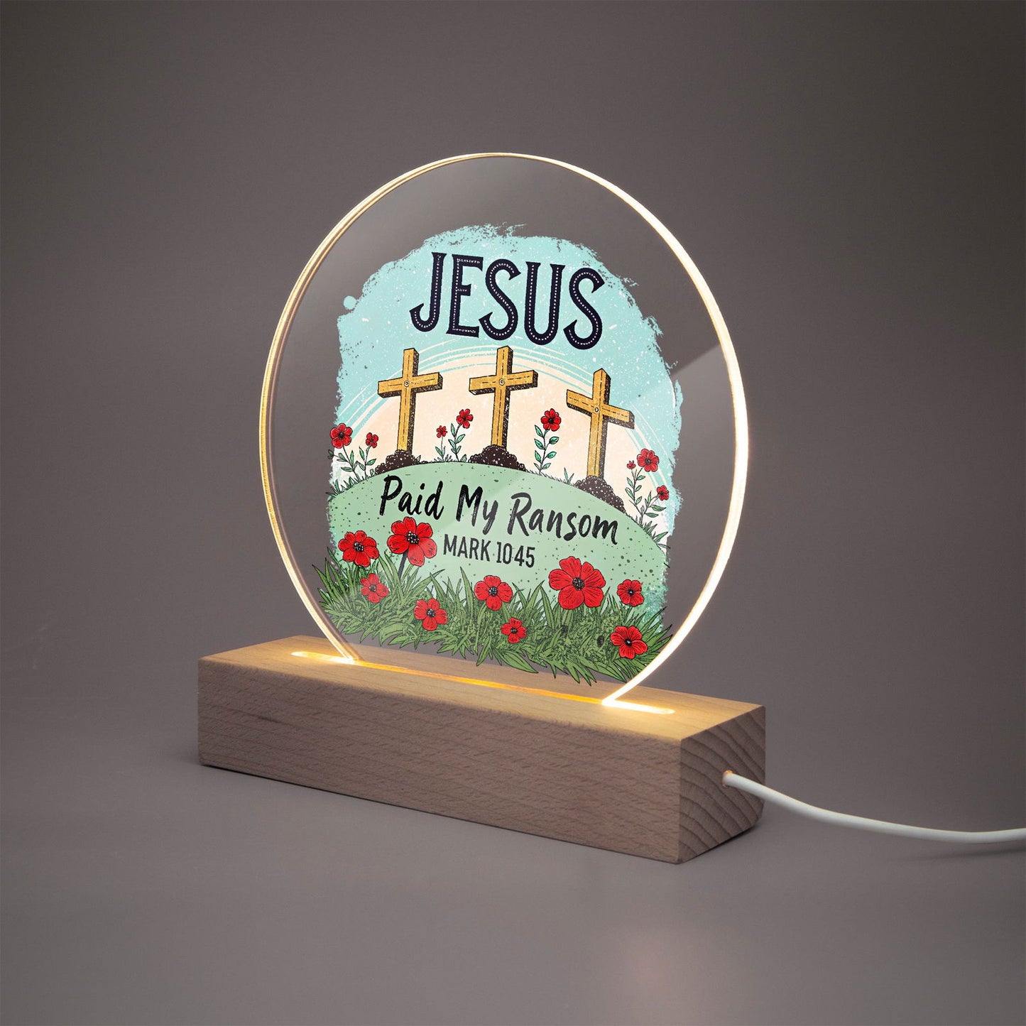Paid My Ransom Christian Acrylic Plaque with Stand - Round - ClaimedbyGodDesigns