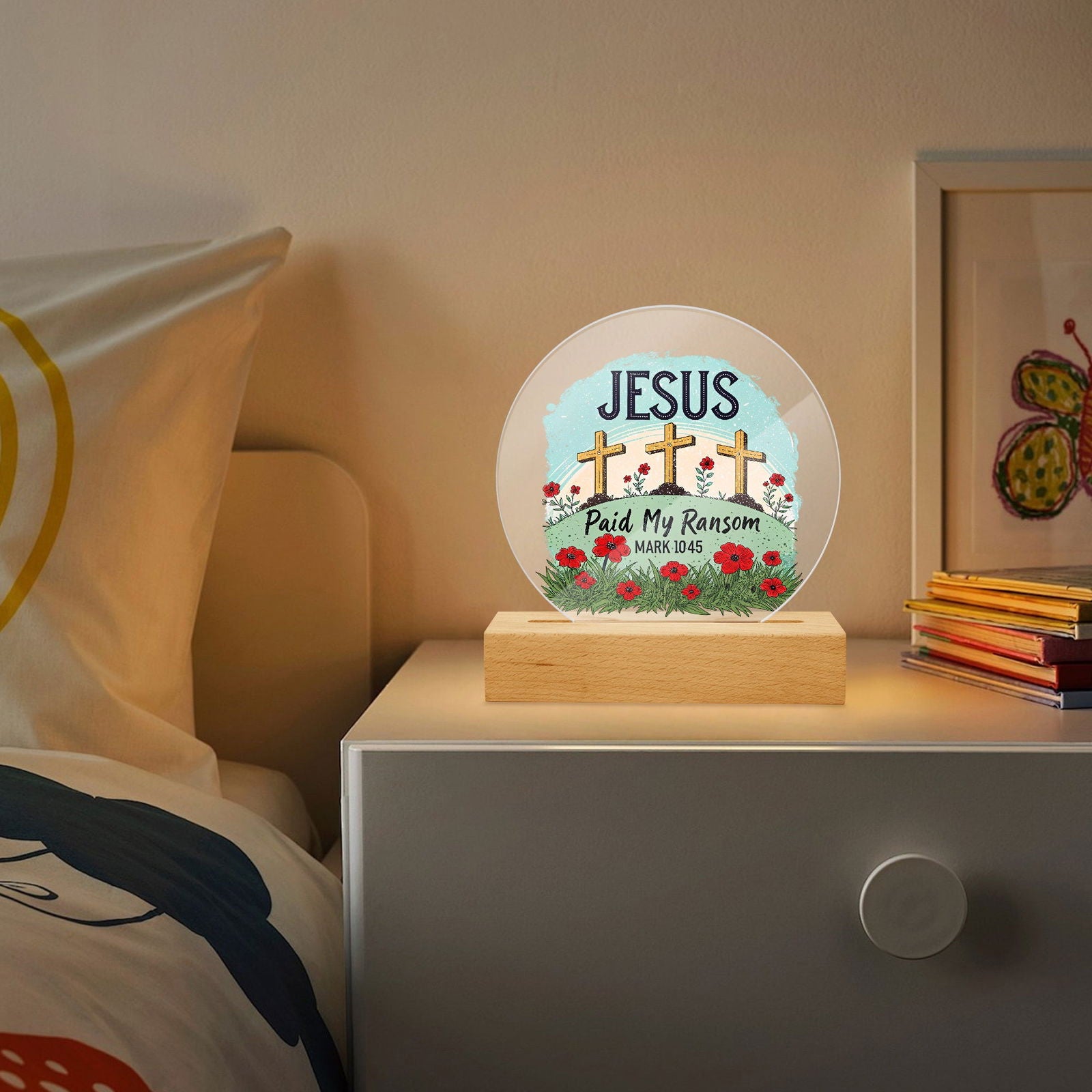 Paid My Ransom Christian Acrylic Plaque with Stand - Round - ClaimedbyGodDesigns