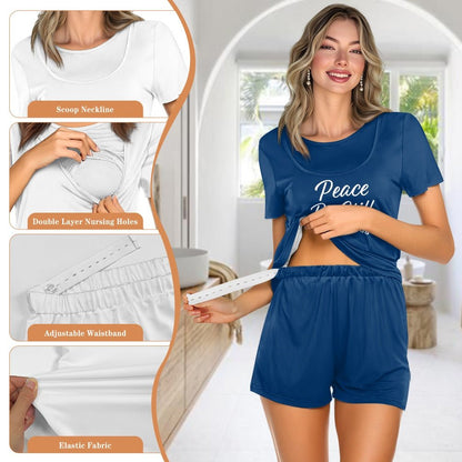 Peace Be Still Christian Maternity Short Sleeve Pajama Set - ClaimedbyGodDesigns
