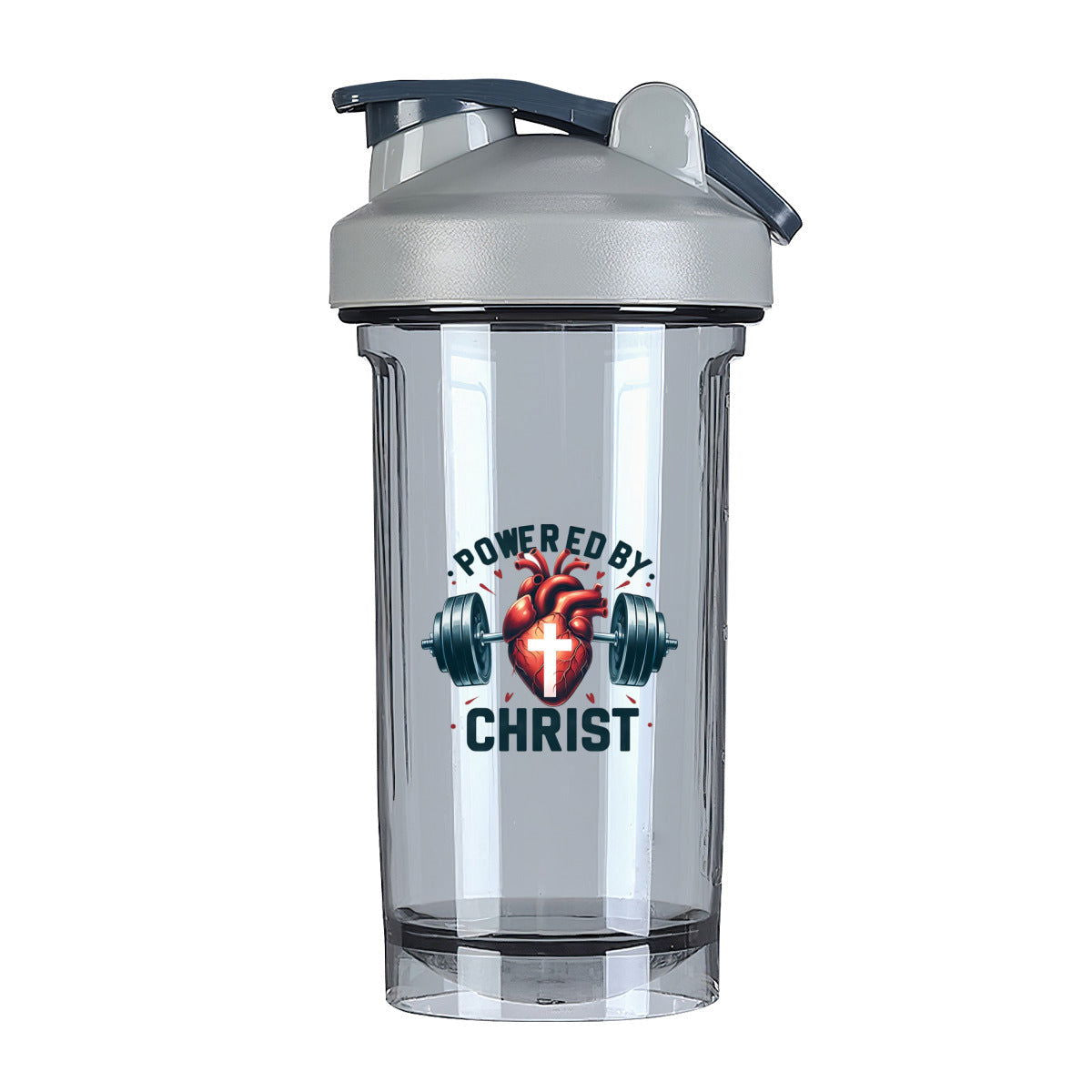 Powered By Christ Christian Fitness Protein Shake Bottle - ClaimedbyGodDesigns