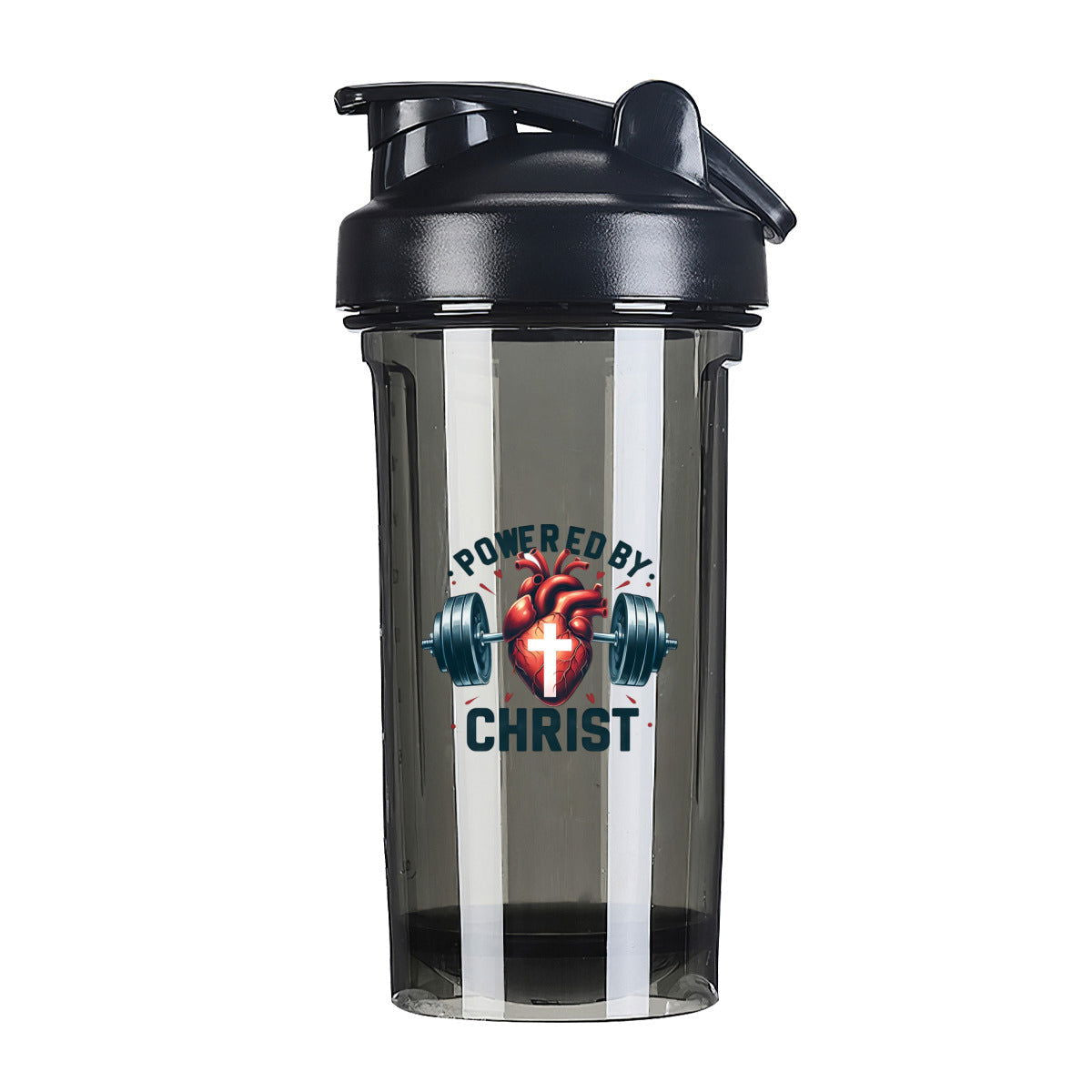Powered By Christ Christian Fitness Protein Shake Bottle - ClaimedbyGodDesigns
