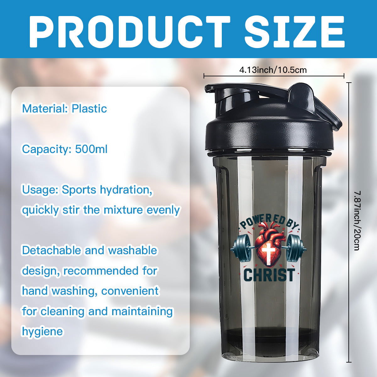 Powered By Christ Christian Fitness Protein Shake Bottle - ClaimedbyGodDesigns