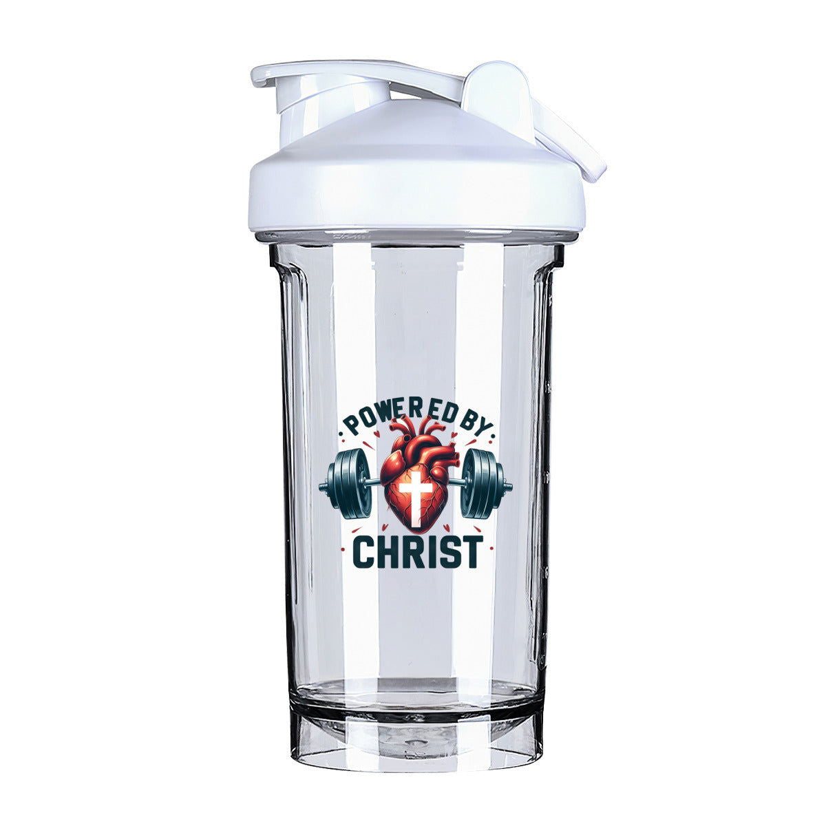 Powered By Christ Christian Fitness Protein Shake Bottle - ClaimedbyGodDesigns