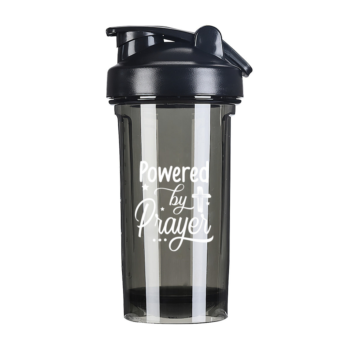 Powered By Prayer Christian Fitness Protein Shake Bottle - ClaimedbyGodDesigns