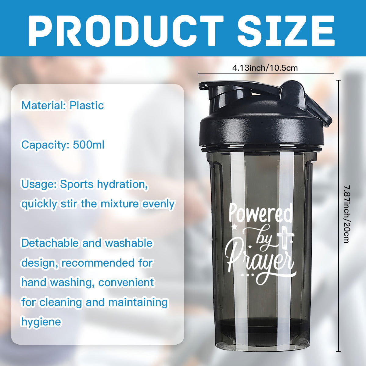 Powered By Prayer Christian Fitness Protein Shake Bottle - ClaimedbyGodDesigns