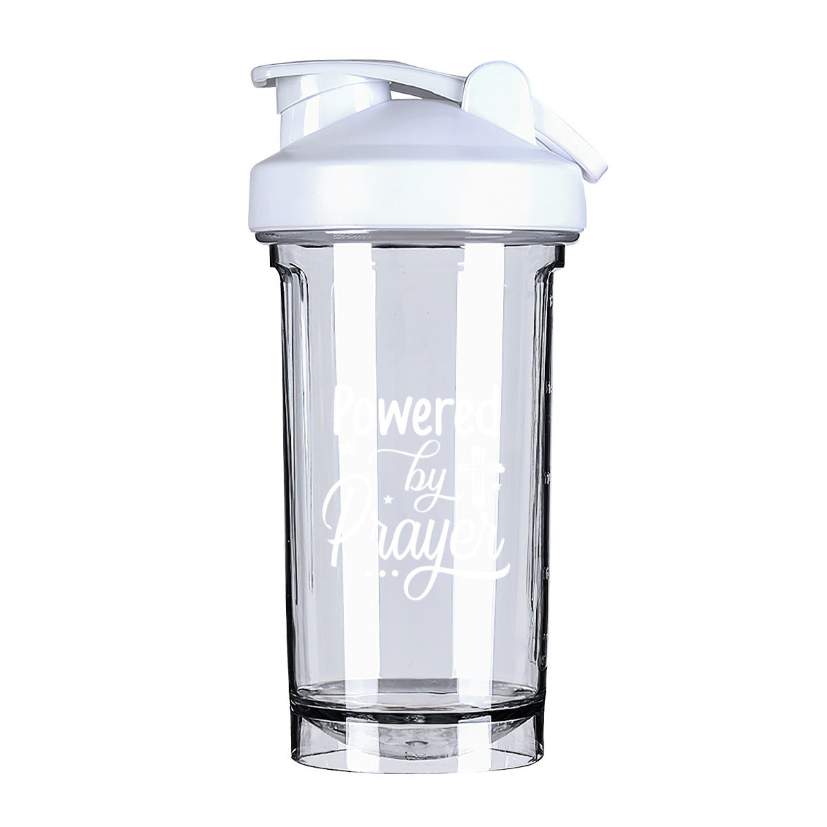 Powered By Prayer Christian Fitness Protein Shake Bottle - ClaimedbyGodDesigns