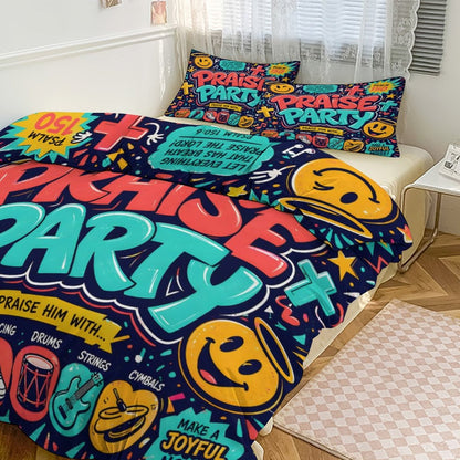 Praise Party Christian Kids 3-Piece Bedding Set-Full/Twin - ClaimedbyGodDesigns