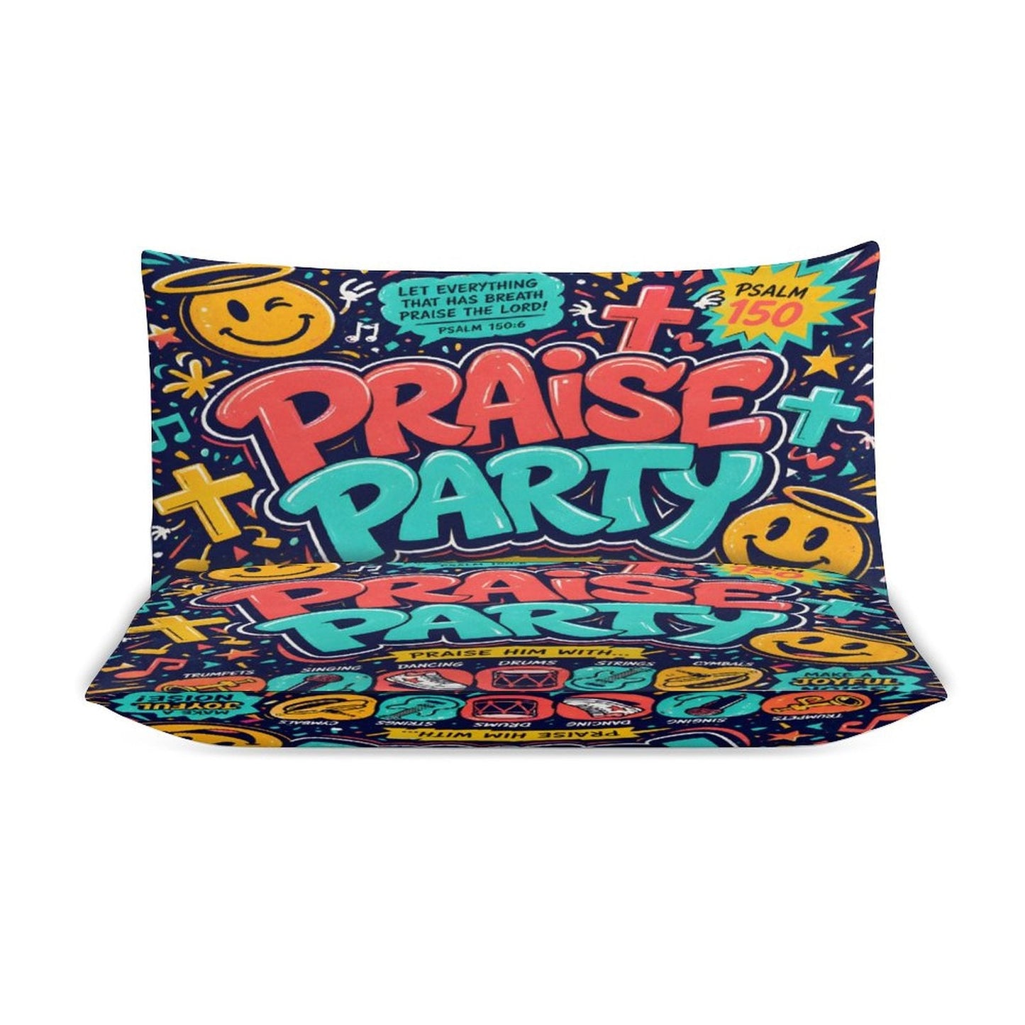 Praise Party Christian Kids 3-Piece Bedding Set-Full/Twin - ClaimedbyGodDesigns