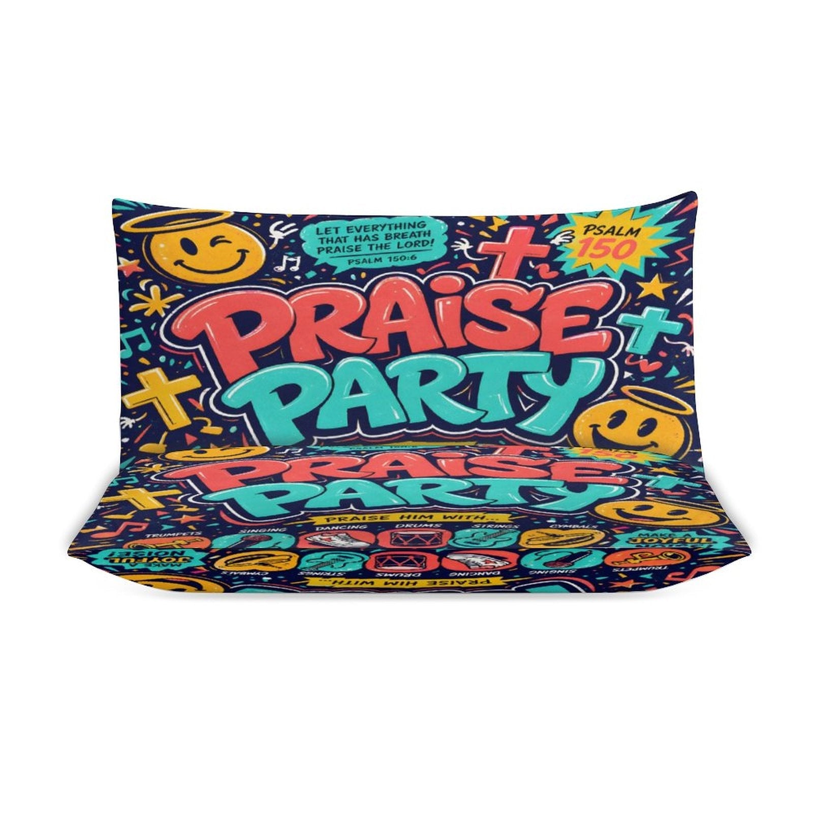Praise Party Christian Kids 3-Piece Bedding Set-Full/Twin - ClaimedbyGodDesigns