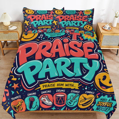 Praise Party Christian Kids 3-Piece Bedding Set-Full/Twin - ClaimedbyGodDesigns
