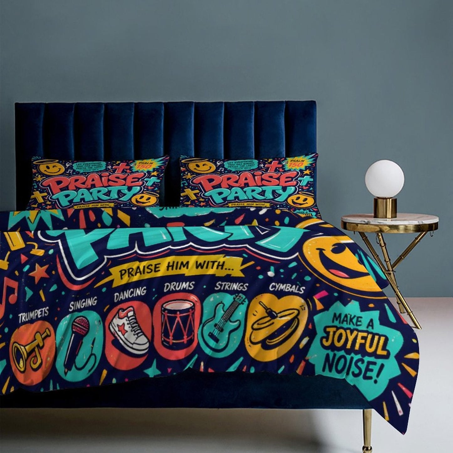 Praise Party Christian Kids 3-Piece Bedding Set-Full/Twin - ClaimedbyGodDesigns
