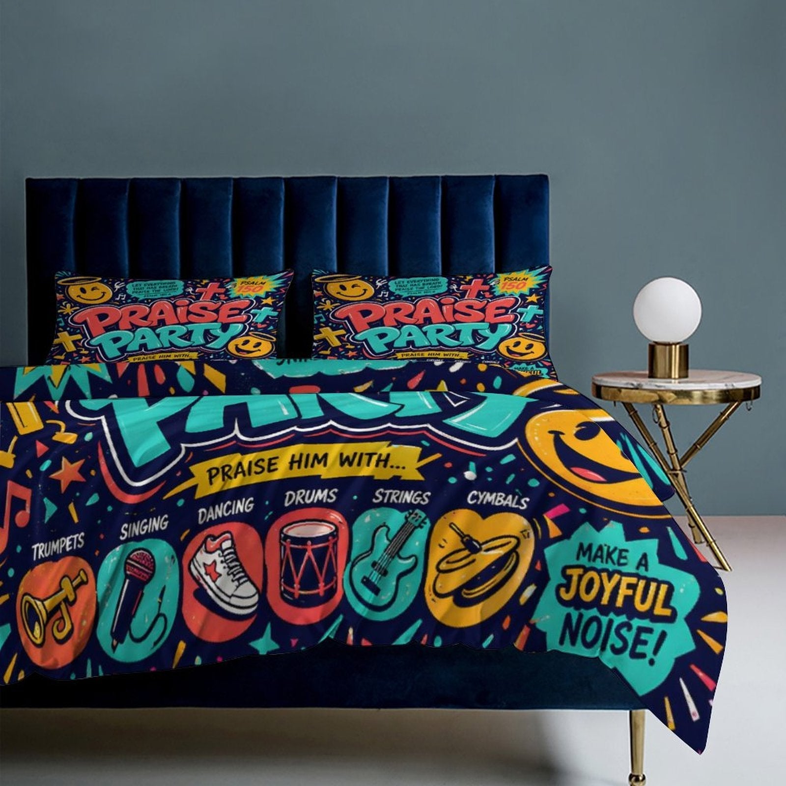 Praise Party Christian Kids 3-Piece Bedding Set-Full/Twin - ClaimedbyGodDesigns