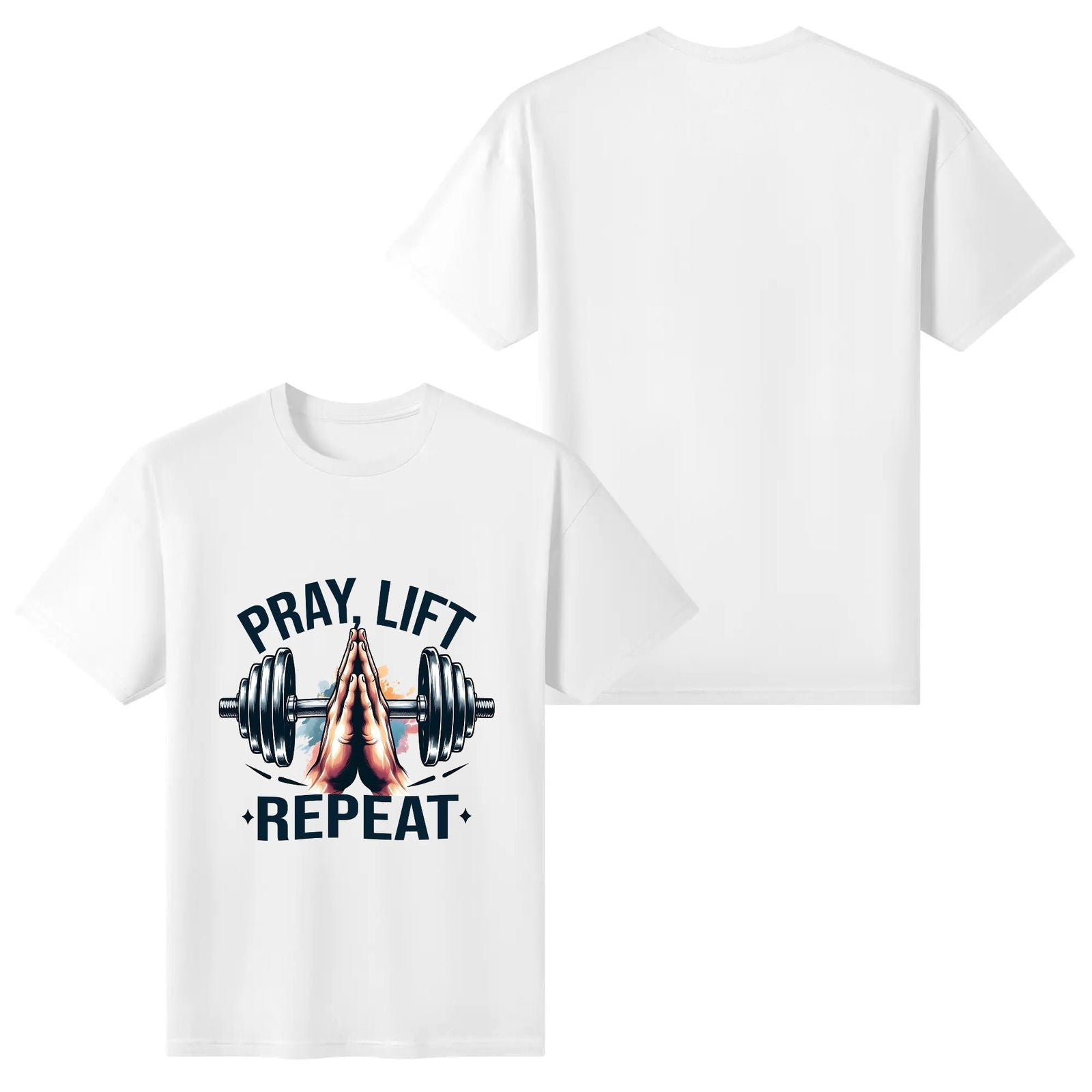Pray Lift Repeat Womens Christian Gym T-shirt - ClaimedbyGodDesigns