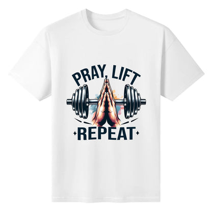 Pray Lift Repeat Womens Christian Gym T-shirt - ClaimedbyGodDesigns