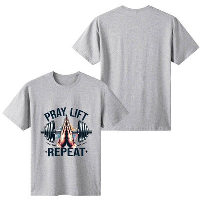 Pray Lift Repeat Womens Christian Gym T-shirt - ClaimedbyGodDesigns