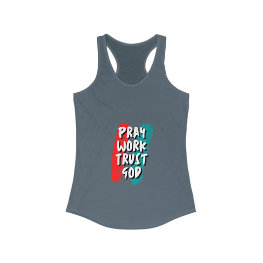 Pray Work Trust God Women's Christian Slim Fit Tank-top - ClaimedbyGodDesigns