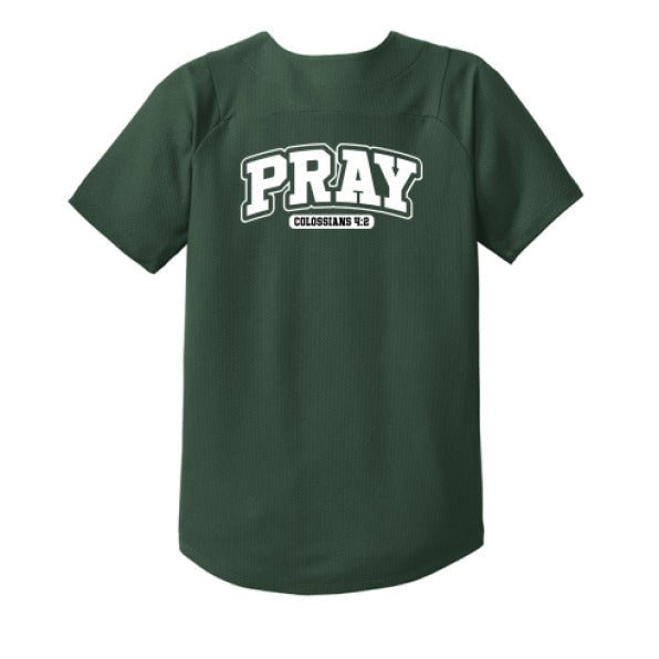 Pray Youth Christian Full-button Jersey - ClaimedbyGodDesigns