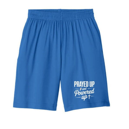 Prayed Up And Powered Up Youth Christian Basketball Shorts - ClaimedbyGodDesigns