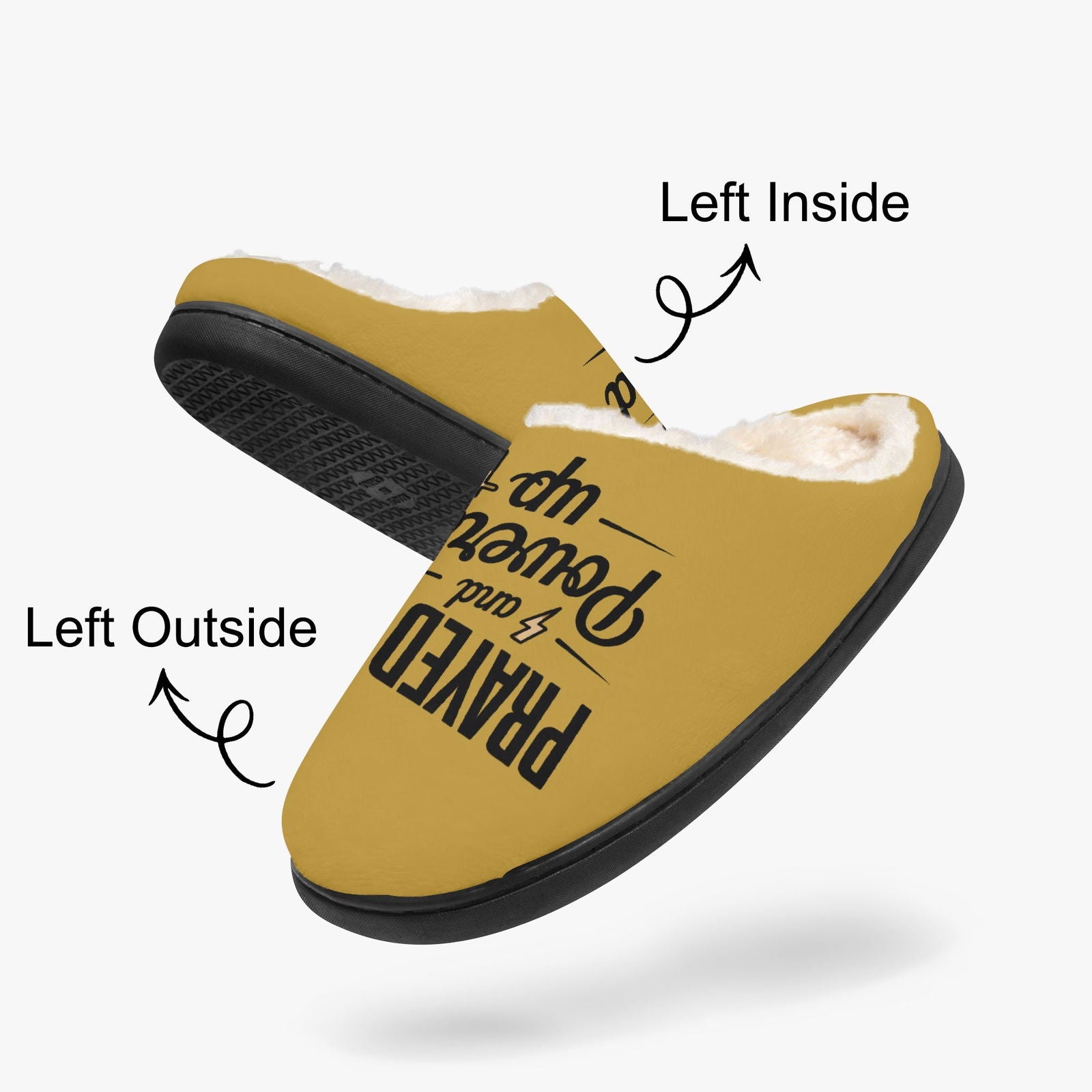 Prayed Up and Powered Up Christian Fluffy Bedroom Slippers - ClaimedbyGodDesigns