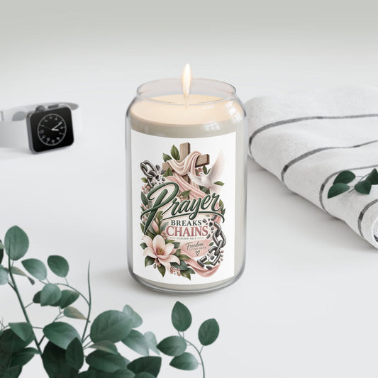 Prayer Breaks Chains Scented Soy Candle - Claimed by God Designs