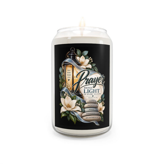 Prayer Brings Light in Every Season Scented Soy Candle - Claimed by God Designs