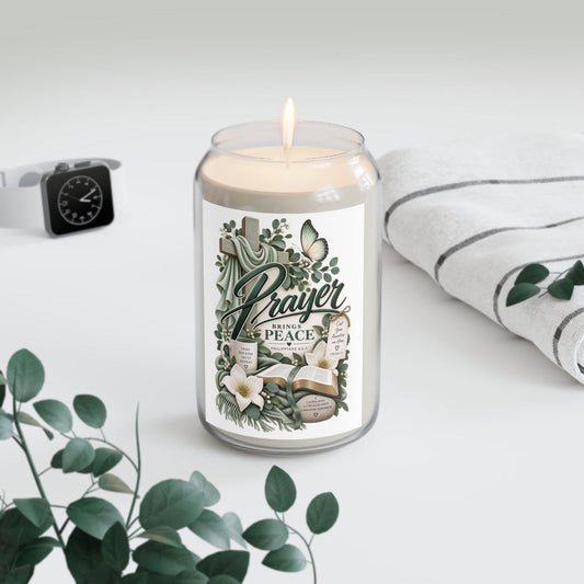 Prayer Brings Peace Scented Soy Candle - Claimed by God Designs