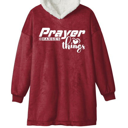Prayer Changes Things Christian Unisex Premium Wearable Blanket - ClaimedbyGodDesigns