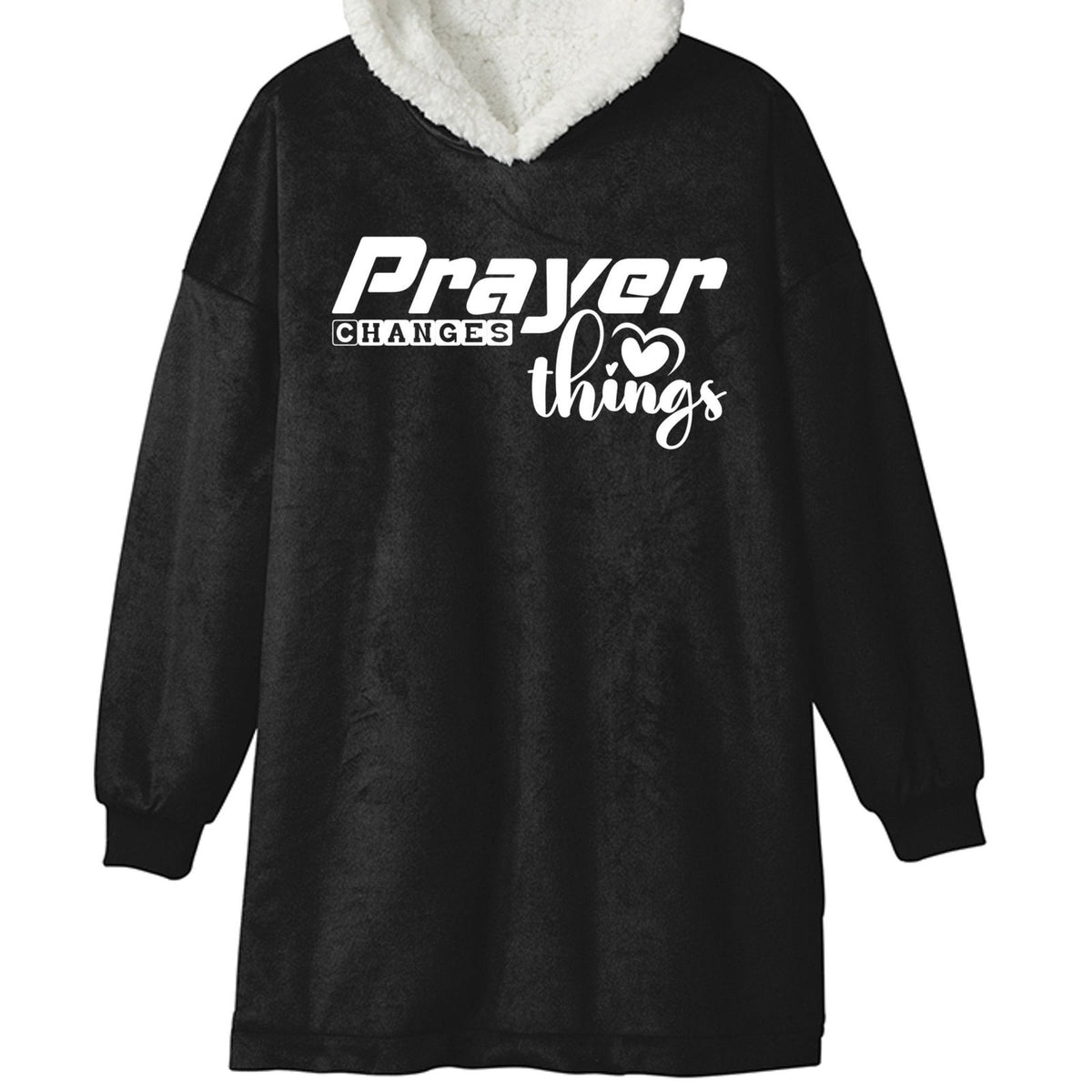 Prayer Changes Things Christian Unisex Premium Wearable Blanket - ClaimedbyGodDesigns