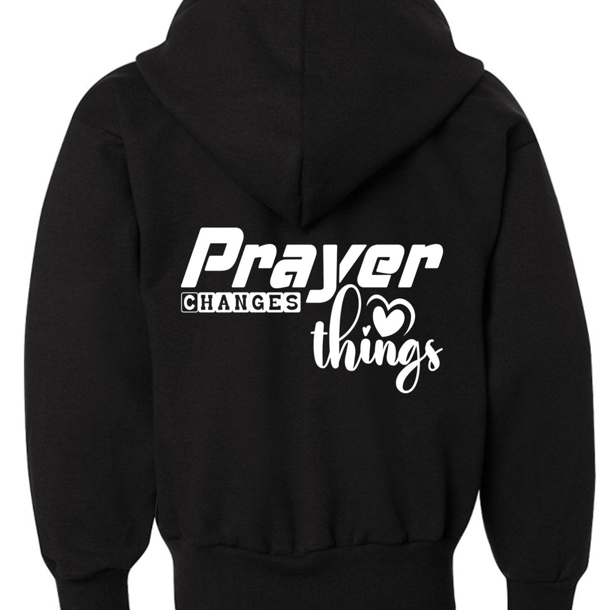 Prayer Changes Things Youth Christian Full-Zip Hooded Sweatshirt - ClaimedbyGodDesigns