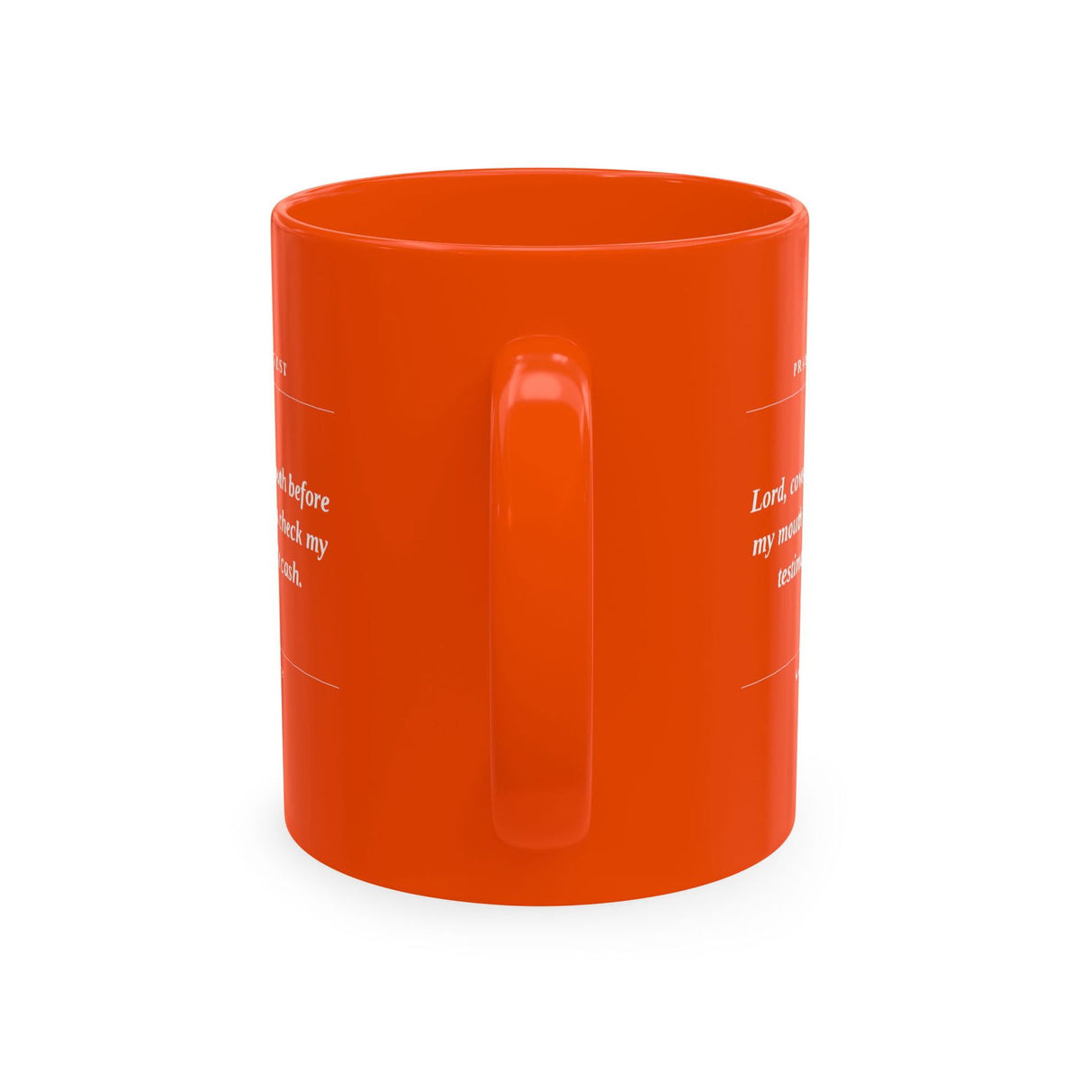 Prayer Request Ceramic Mug — "Lord, cover my mouth before my enemy writes a check my testimony can't cash" - ClaimedbyGodDesigns