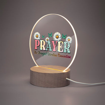 Prayer The Strongest Wireless Connection Christian Acrylic Plaque with Stand - Round - ClaimedbyGodDesigns