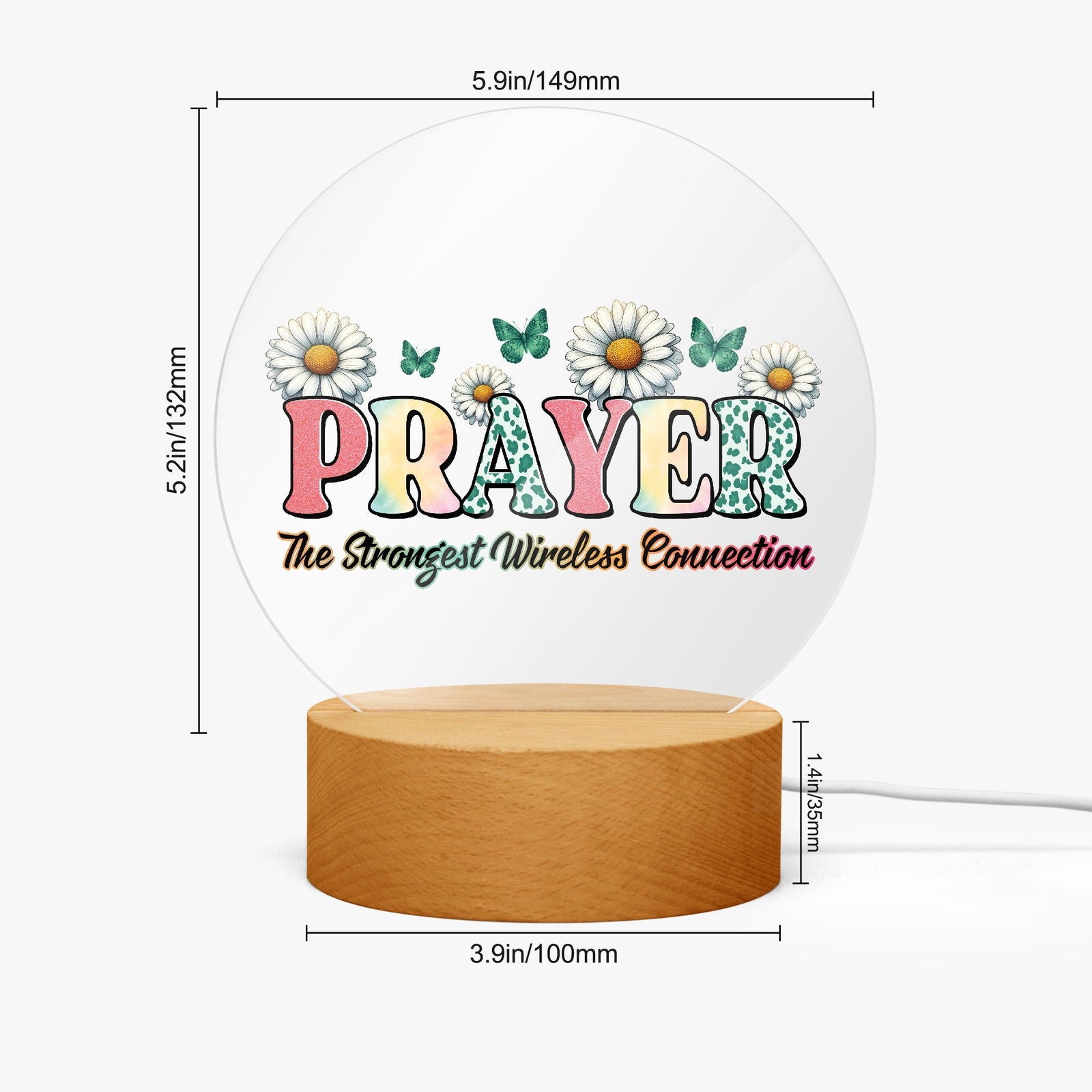 Prayer The Strongest Wireless Connection Christian Acrylic Plaque with Stand - Round - ClaimedbyGodDesigns