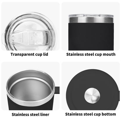 Prayer Warrior Christian 14oz Stainless Steel Coffee Mug Coffee Cup with Lid and Handle - ClaimedbyGodDesigns