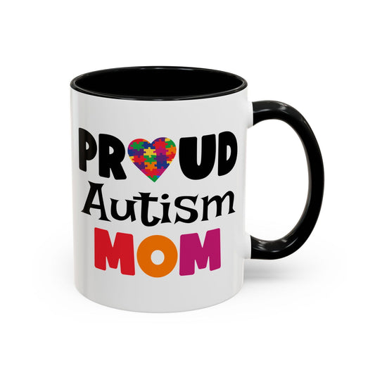 Proud Autism Mom Coffee Mug - Colorful Heart Design (11, 15oz) - Claimed by God Designs