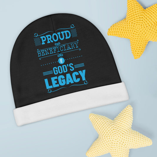 Proud Beneficiary Of God's Legacy Christian Baby Beanie (AOP) - ClaimedbyGodDesigns