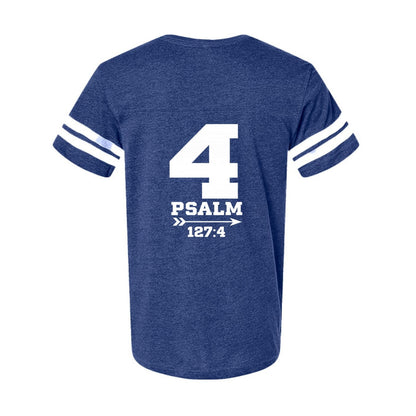 Psalm 127:4 Raising Warriors Men's Christian Football Fine Jersey T-shirt - ClaimedbyGodDesigns
