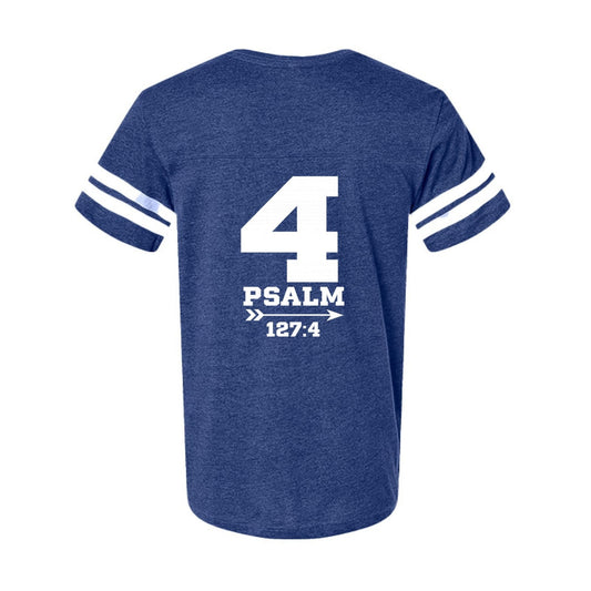 Psalm 127:4 Raising Warriors Men's Christian Football Fine Jersey T-shirt - ClaimedbyGodDesigns