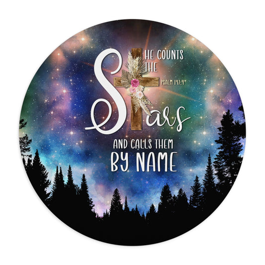 Psalm 147:4 He Counts The Stars And He Calls Them By Name Christian Mouse Pad - ClaimedbyGodDesigns