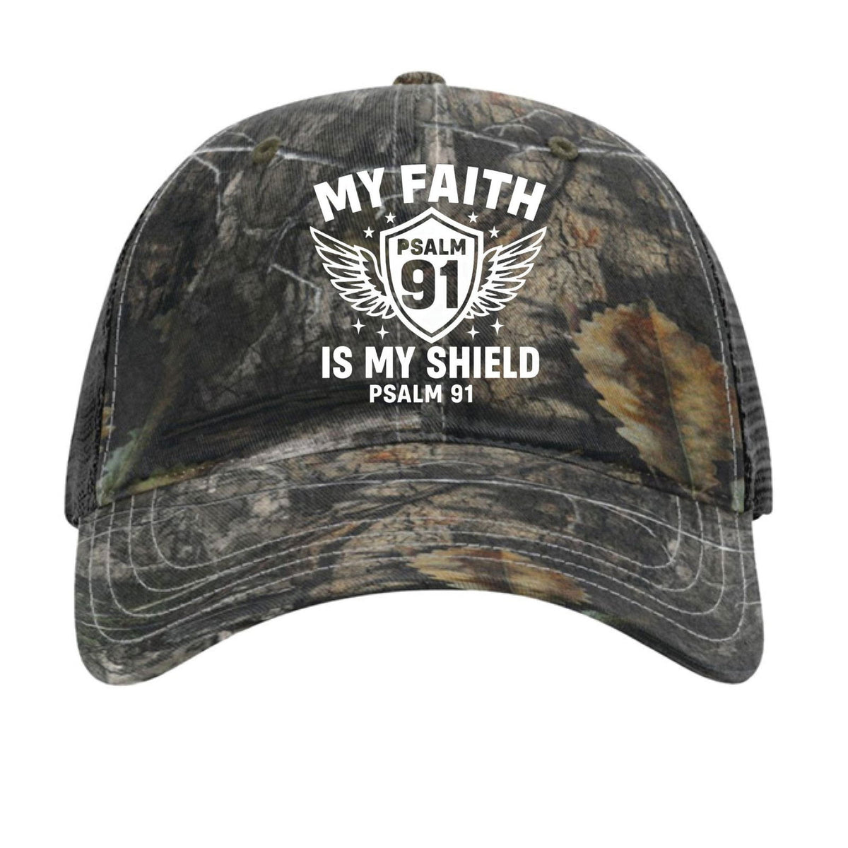 Psalm 91 My Faith Is My Shield Adult Christian Camo Hat - ClaimedbyGodDesigns