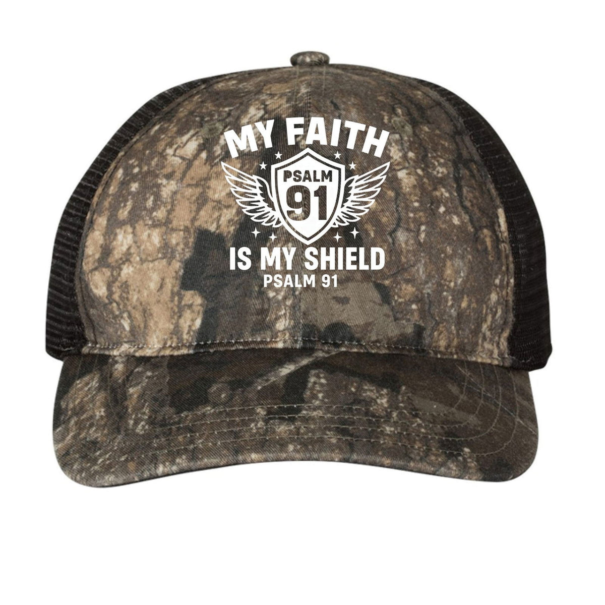Psalm 91 My Faith Is My Shield Adult Christian Camo Hat - ClaimedbyGodDesigns