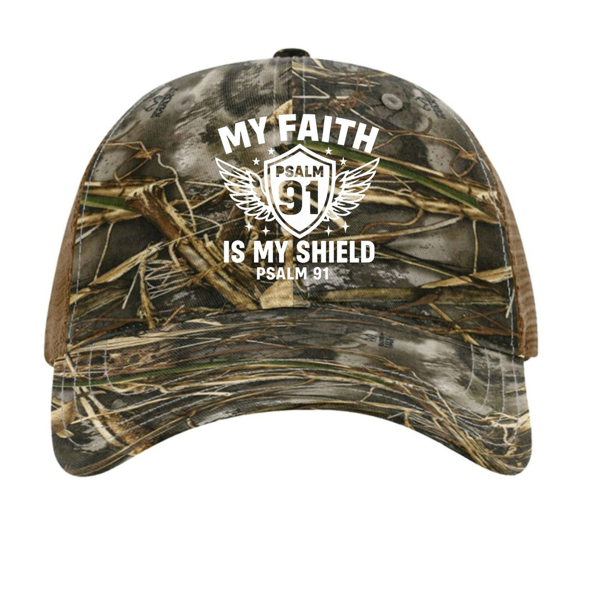 Psalm 91 My Faith Is My Shield Adult Christian Camo Hat - ClaimedbyGodDesigns