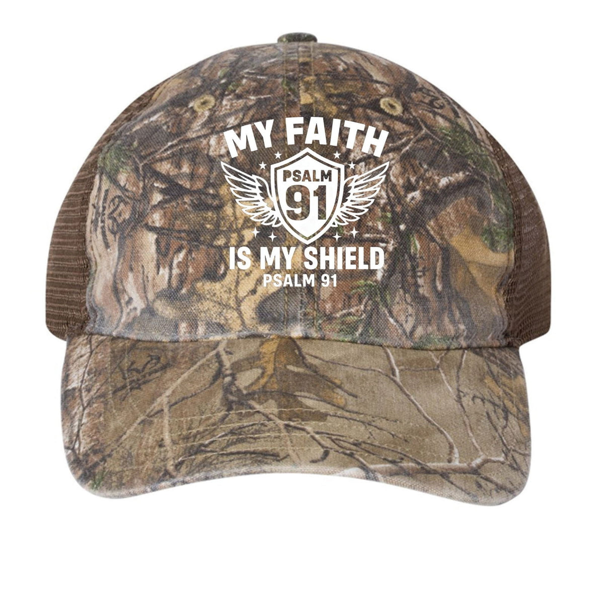 Psalm 91 My Faith Is My Shield Adult Christian Camo Hat - ClaimedbyGodDesigns
