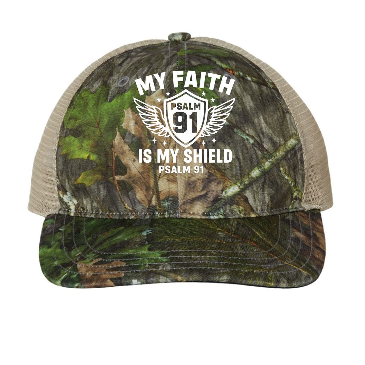 Psalm 91 My Faith Is My Shield Adult Christian Camo Hat - ClaimedbyGodDesigns